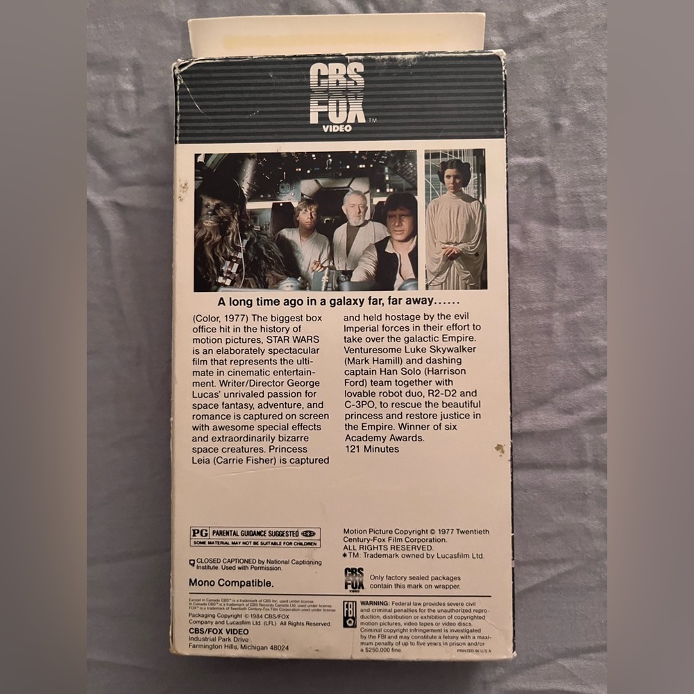 Original 1977 Star Wars VHS with 1984 Cover - Picture 3 of 3